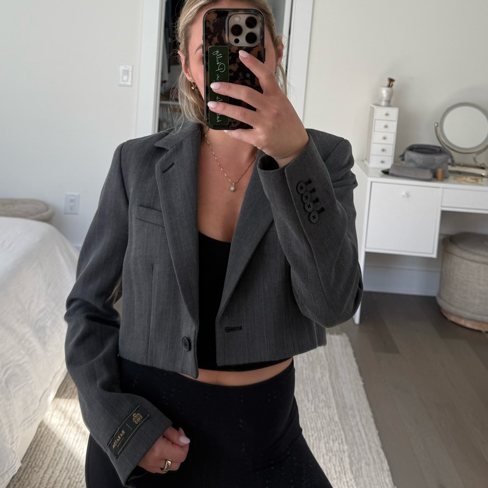 Aritzia Babaton Charcoal Cropped Blazer